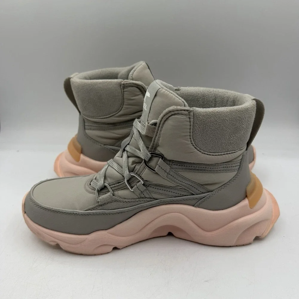 Sorel Kinetic RNEGD Caribou Shoes Womens 7.5 Grey/Pink Waterproof Boots Sneakers